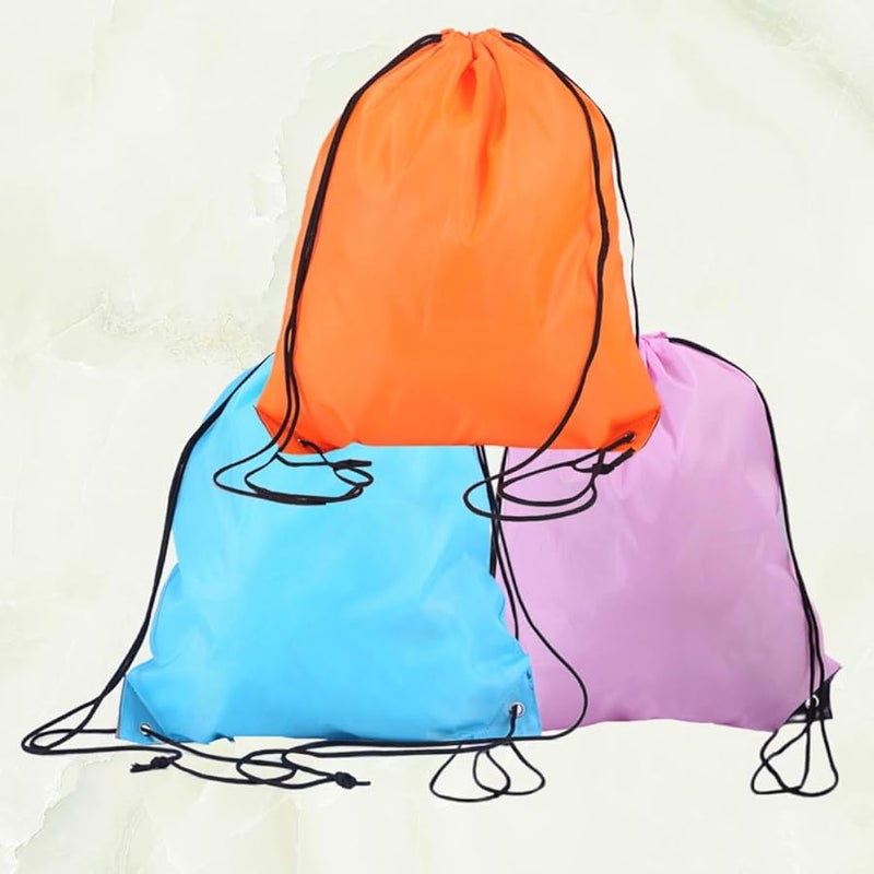 3Pcs Waterproof Drawstring Bag Set Lightweight Travel Gym Sports Pouch Random Color - Image 4